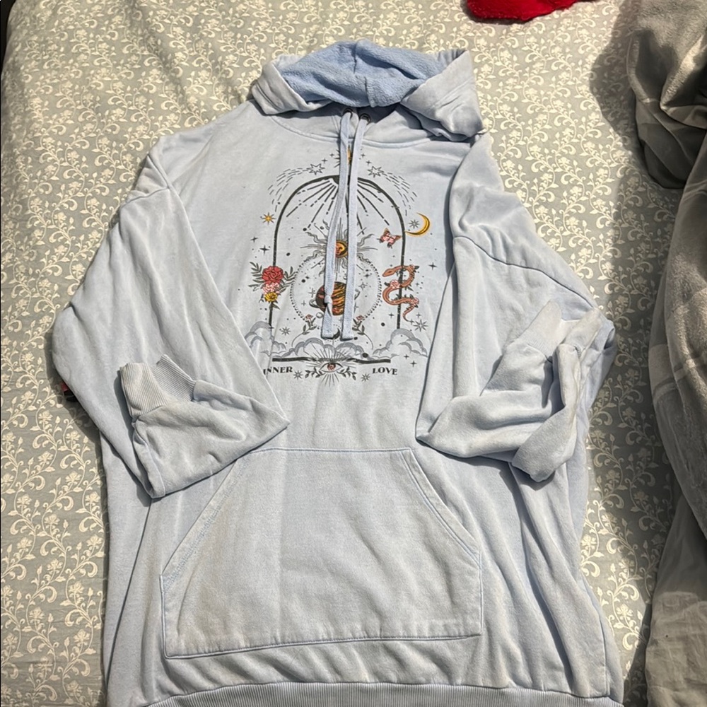 Blue Whimsical Mountain Design Sweater